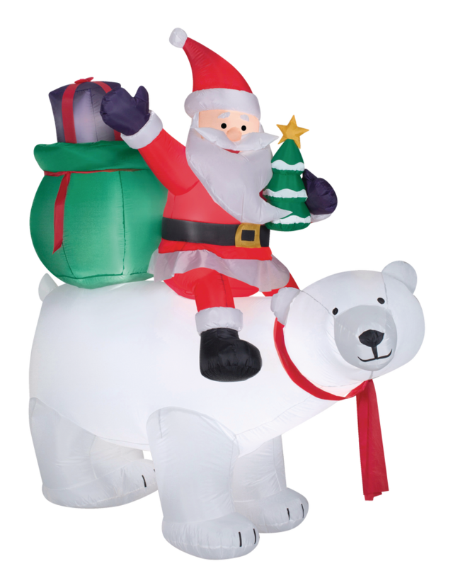 GEMMY Inflatable 6' Santa on Polar Bear Canadian Tire