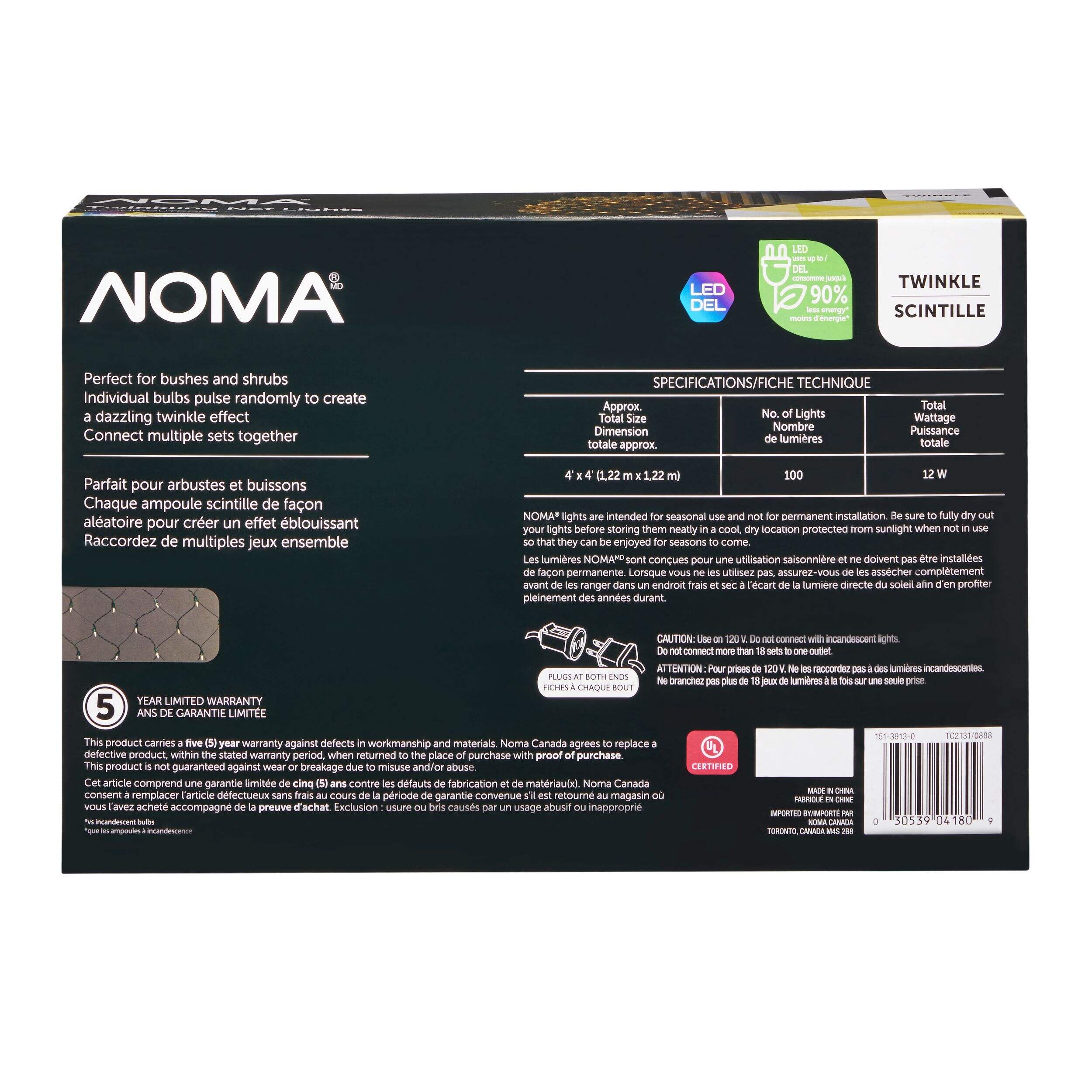 NOMA Outdoor 100 Twinkling LED Net Lights, Warm White Canadian Tire