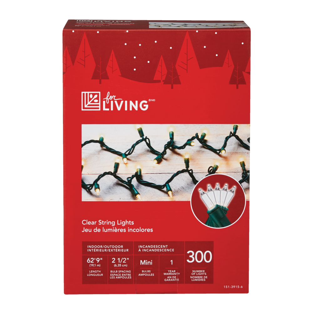 For Living Outdoor Christmas Lights, 300 Mini Incandescent Lights