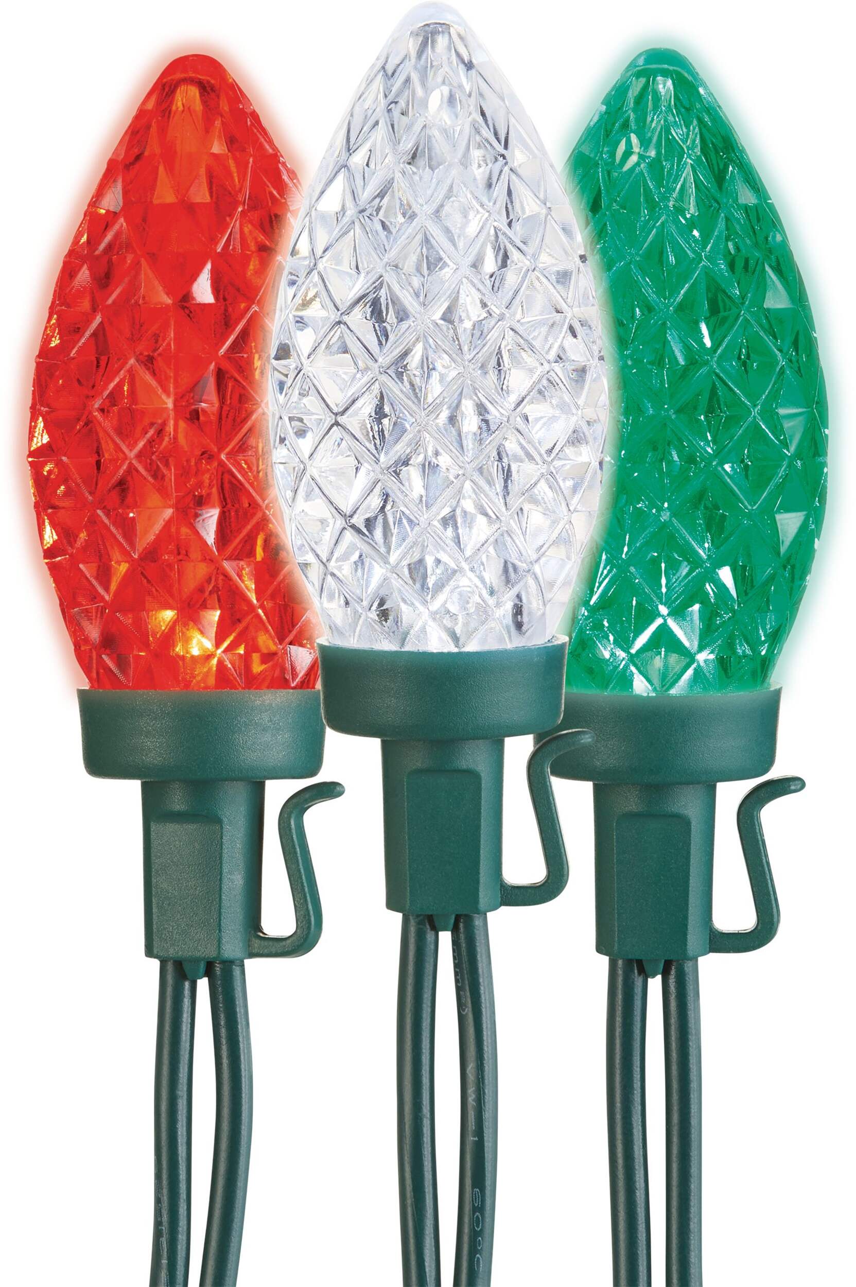 NOMA Outdoor 24 C9 LED Christmas Lights, 16-ft, Red/Green/Pure White CloseUp