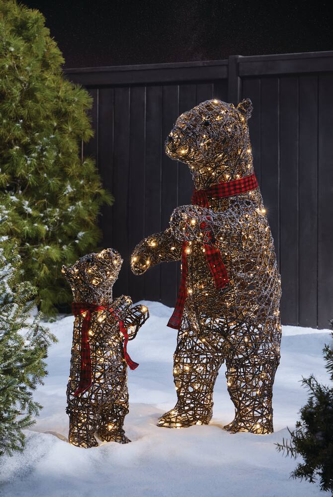 CANVAS Pre-lit Whimsical Mama and Baby Bears Christmas Lights, LED ...