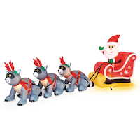 Gemmy Airblown® Wide Santa Sleigh with Racoons Christmas Decoration, 13-ft Wide Front_Angled_Left
