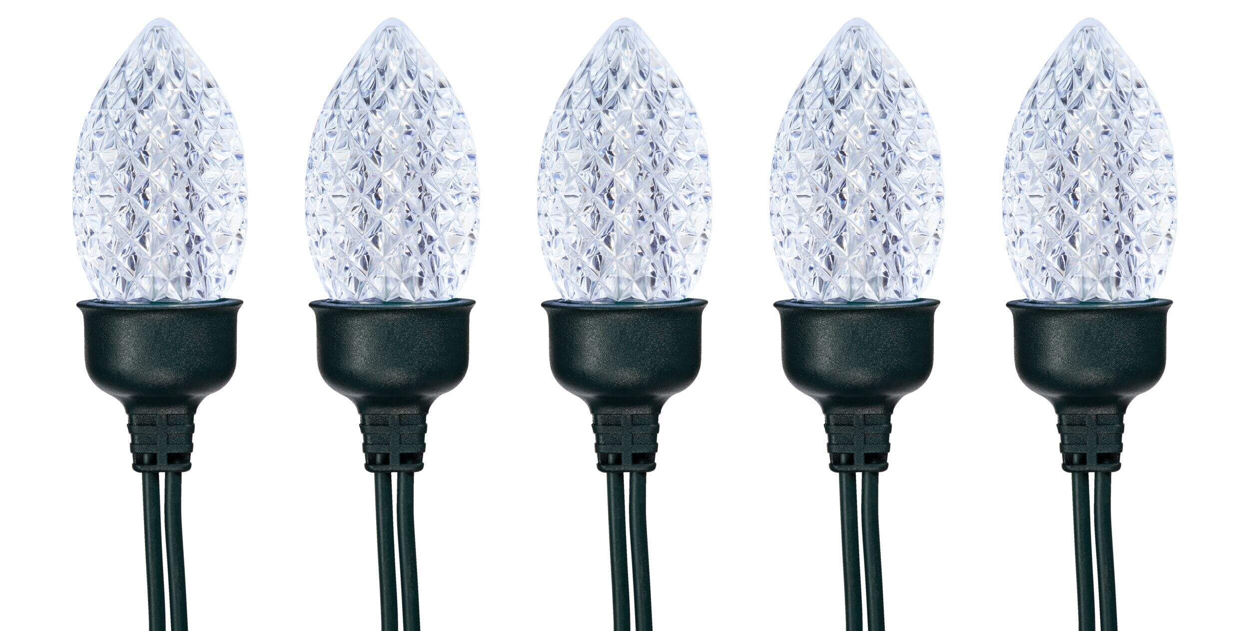 NOMA Northern Shimmer 10 C9 Christmas Lights, 90 LED Lights, Pure White, 10-ft CloseUp