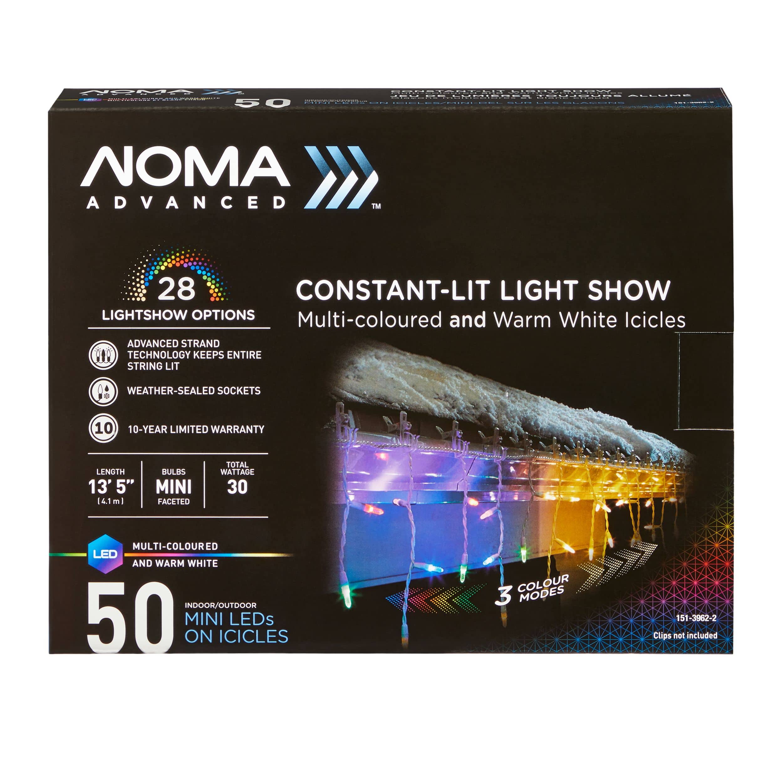Advanced Constant-Lit Lightshow 50 LED Icicle Lights NOMA