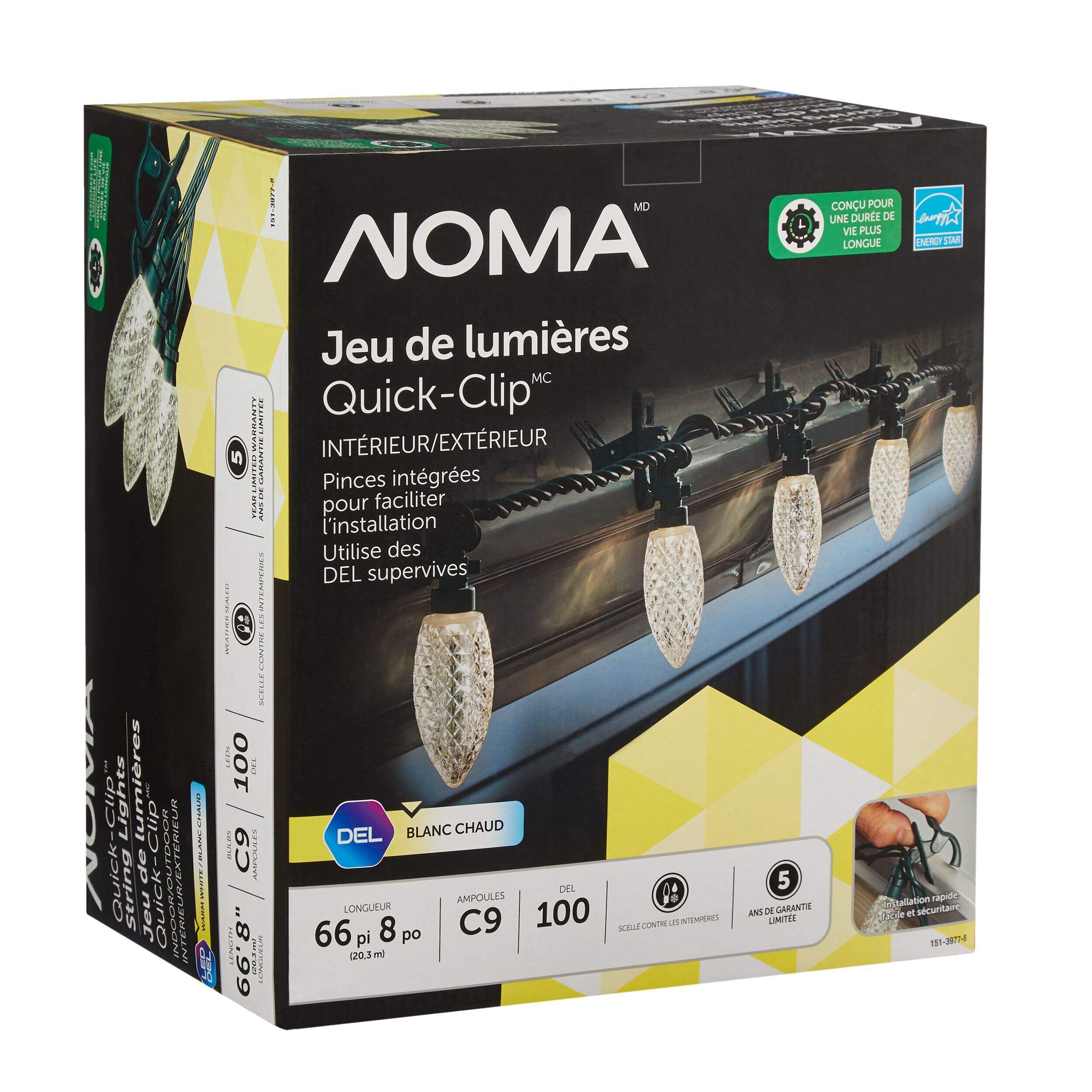 Lumières de Noël à DEL C9 à fixation rapide NOMA, blanc, paq. 100 Front_Three_Fourths_Angled_Right
