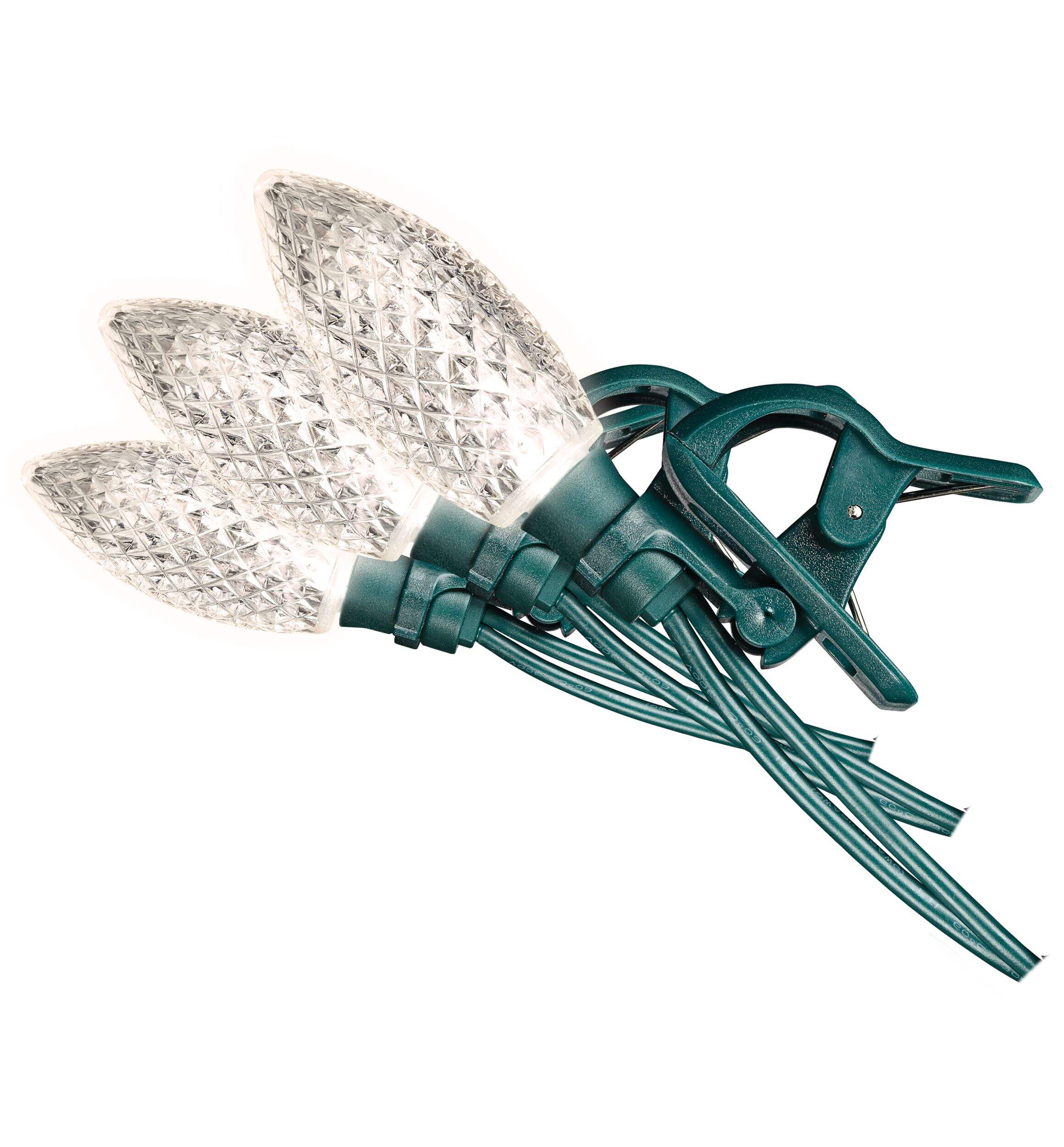 NOMA Quick-Clip 100 C9 LED Christmas Lights, White CloseUp