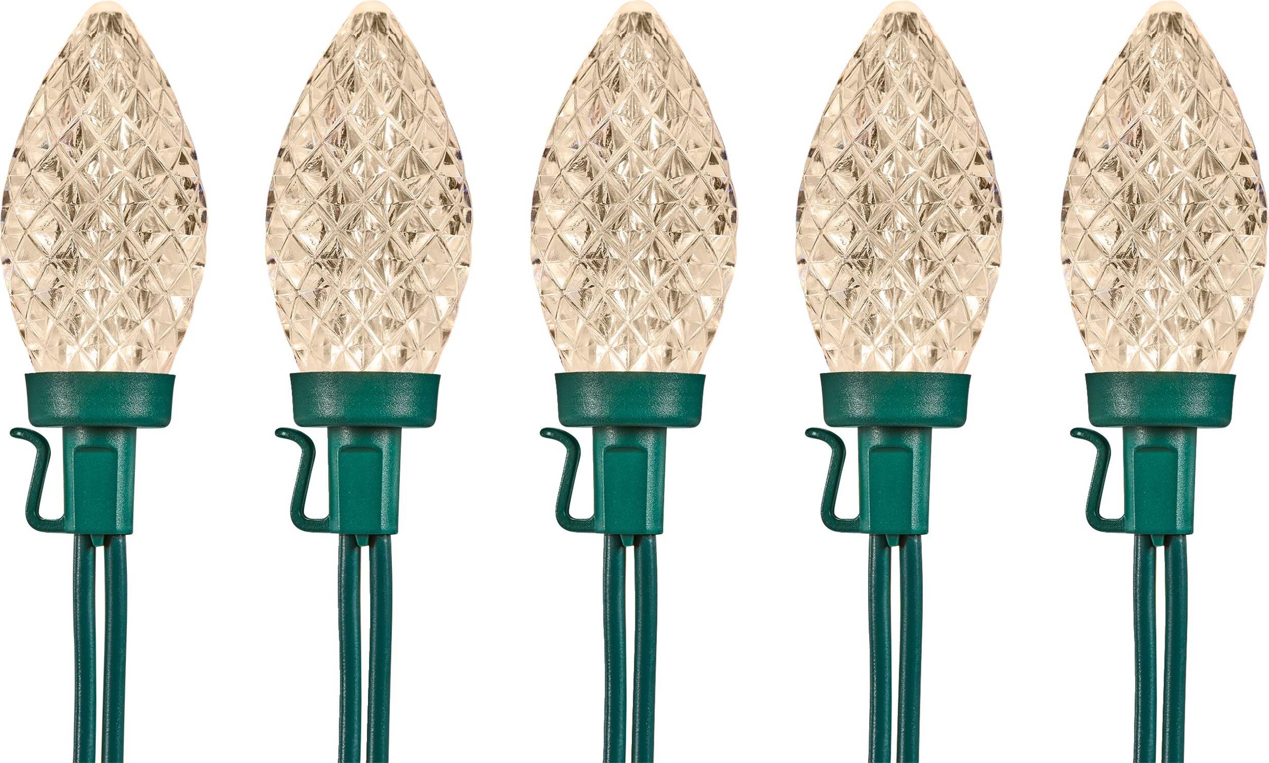 For Living Outdoor 35 C9 LED Christmas Lights, 17-ft 8", Warm White CloseUp