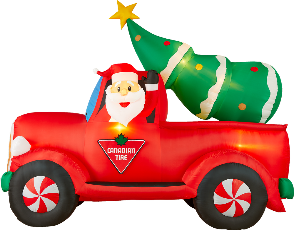 GEMMY Inflatable Canadian Tire Red Truck Christmas Decoration Self