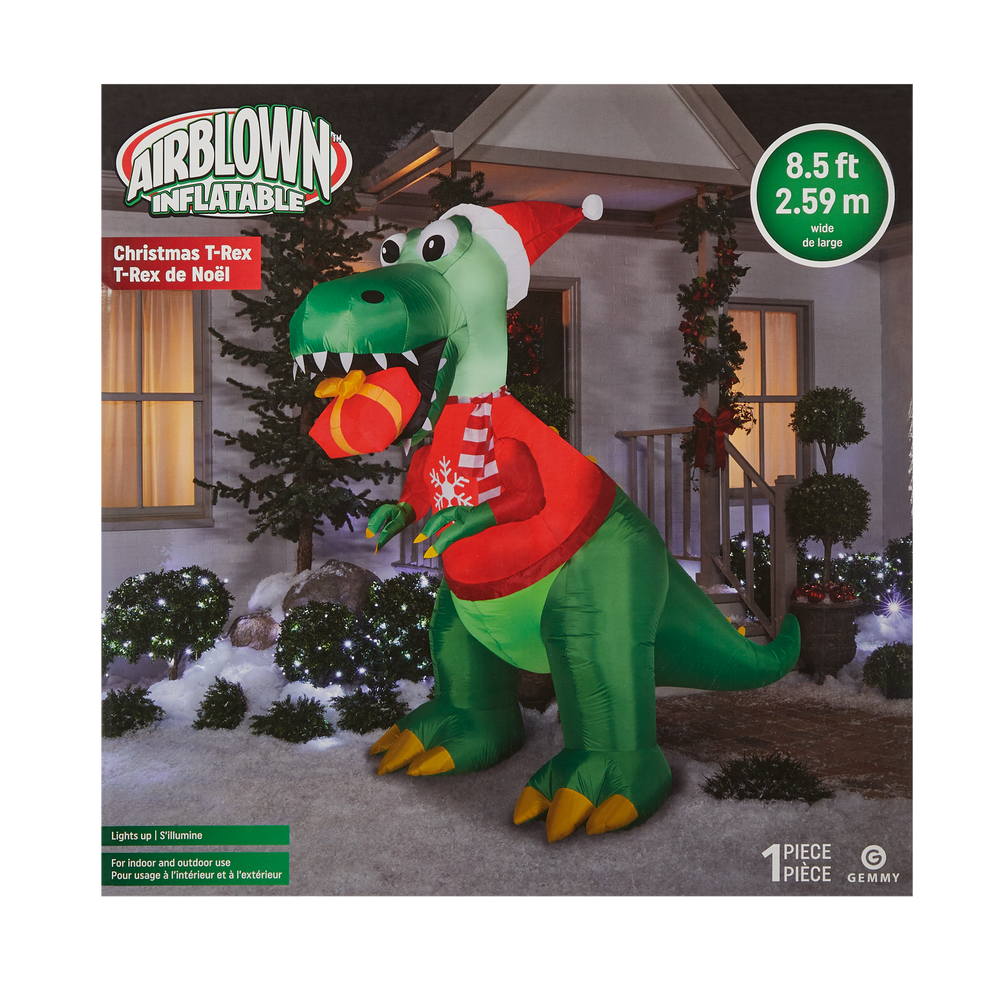 Airblown® Holiday Dinosaur Christmas Decoration, 8ft Canadian Tire