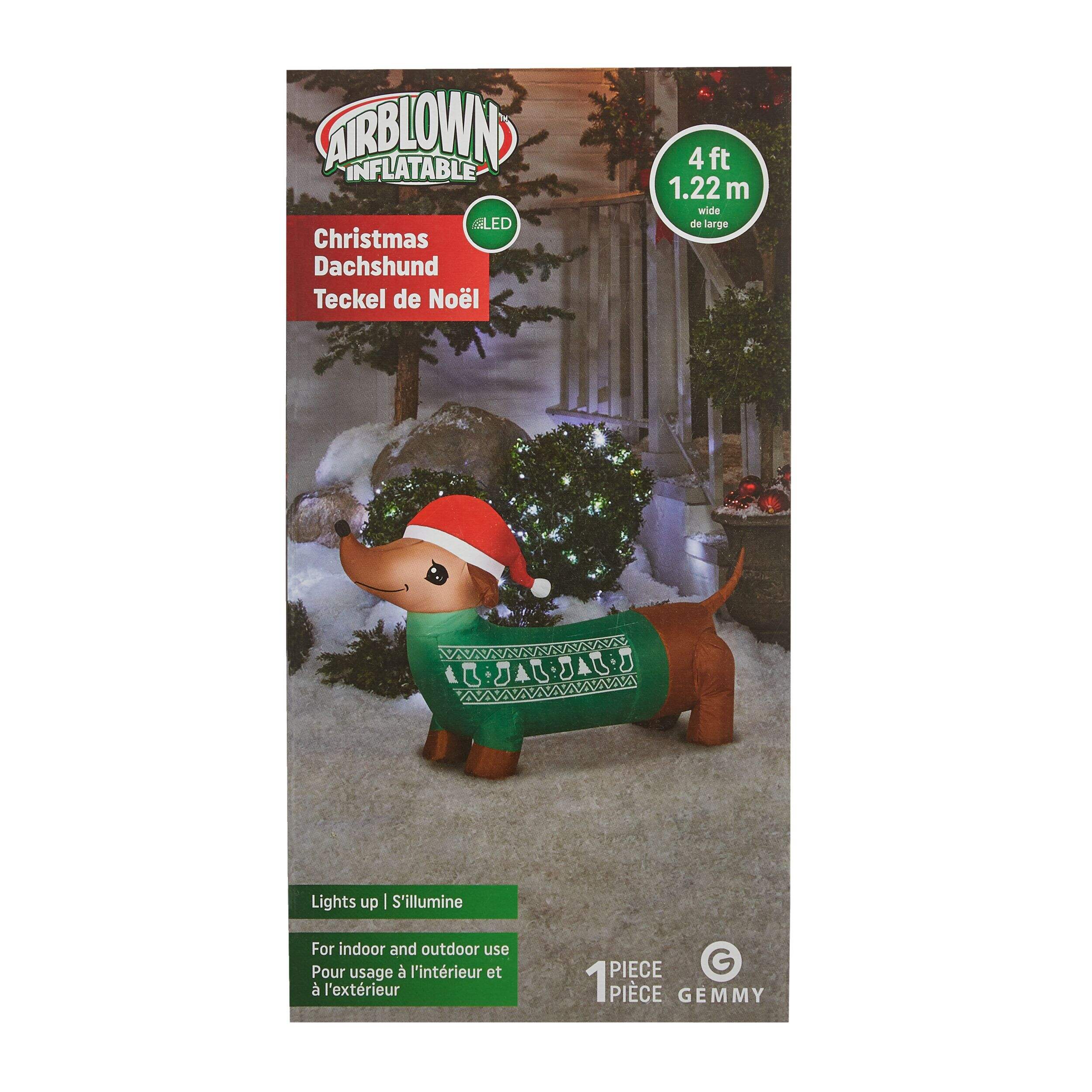 Décoration de Noël Gemmy AirBlown gonflable, chien teckel, 4 pi Front_Flat