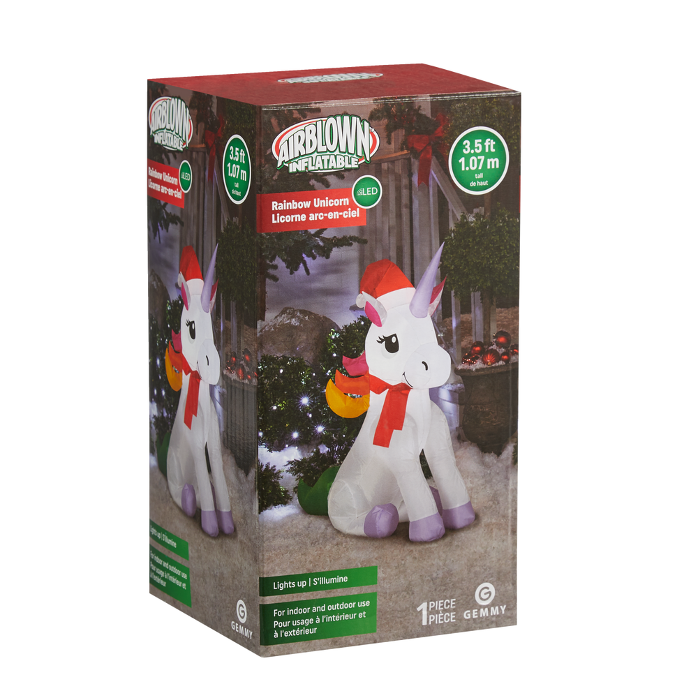 GEMMY Inflatable Whimsical Unicorn Christmas Decoration SelfInflating