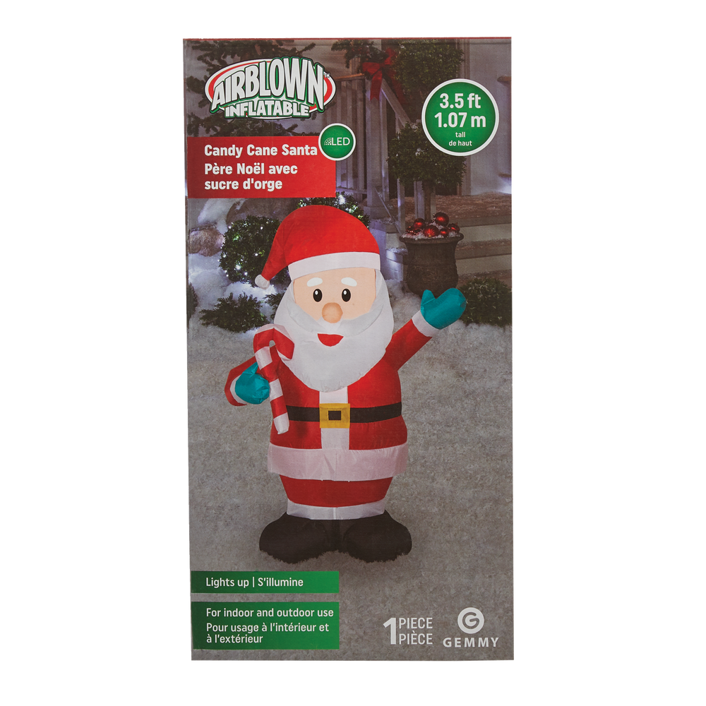 GEMMY Inflatable Santa Christmas Decoration SelfInflating, 3 1/2ft