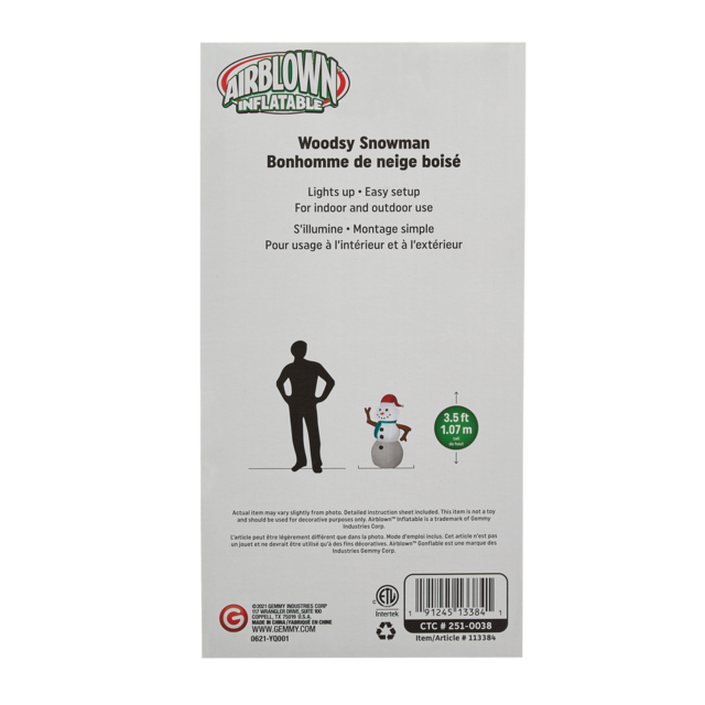 GEMMY Inflatable Snowman Christmas Decoration SelfInflating, 3.5ft