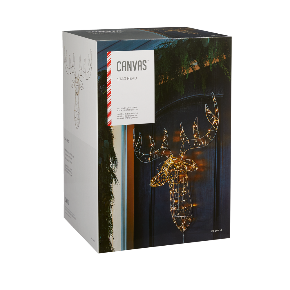 CANVAS Outdoor Deer Wall Christmas Decoration, 150 LED Lights, Warm