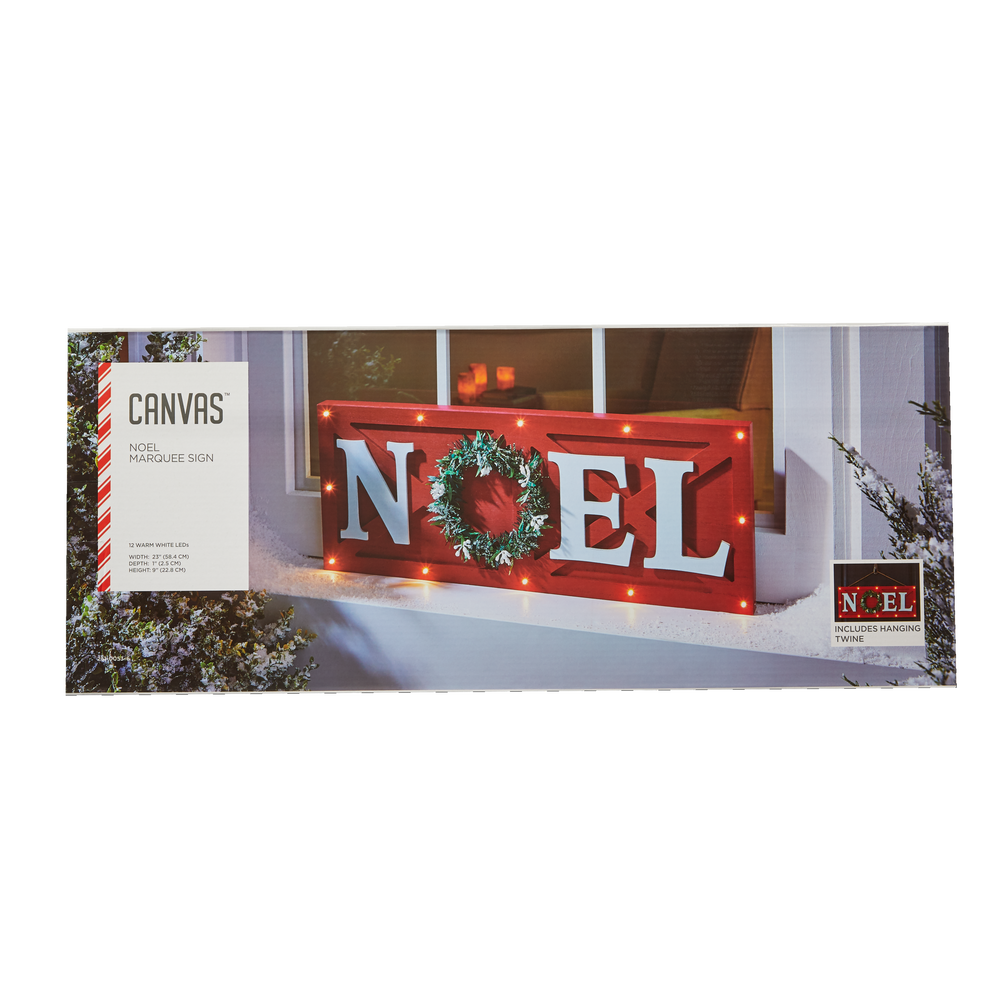CANVAS Outdoor Christmas Decoration NOEL PreLit Sign, 12 LED lights