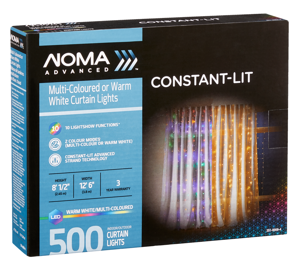 NOMA Advanced Curtain Christmas Lights, 500 LED Lights, Multicolour