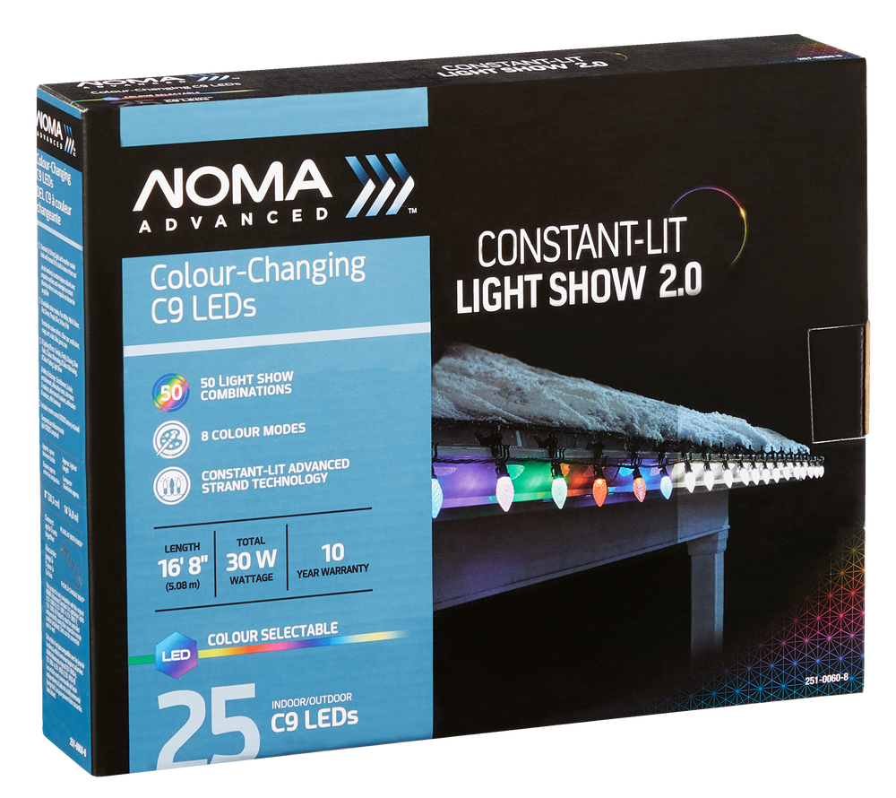 NOMA Advanced Lightshow C9 Christmas Lights, 25 ColourChanging LED