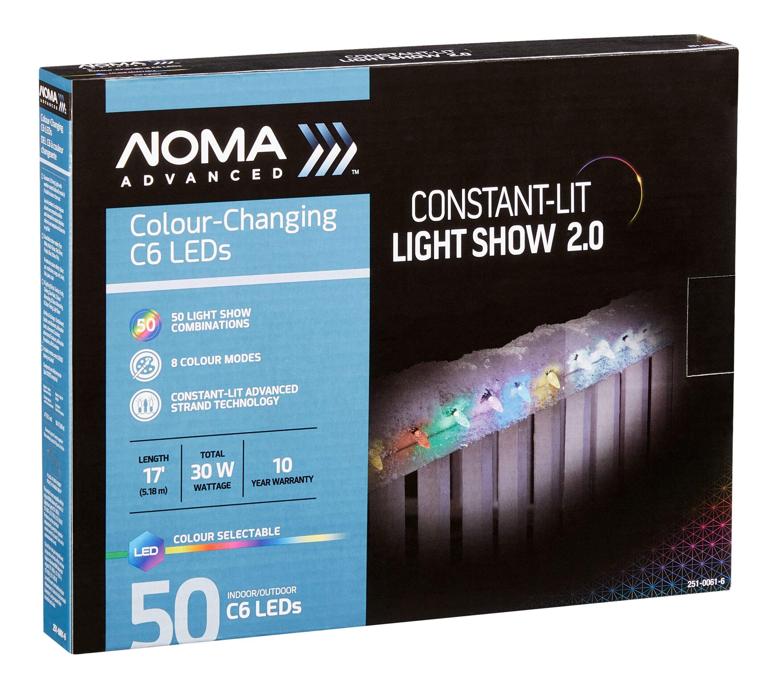 NOMA Advanced Lightshow 50 C6 LED Lights, Colour-Changing Front_Angled_Right