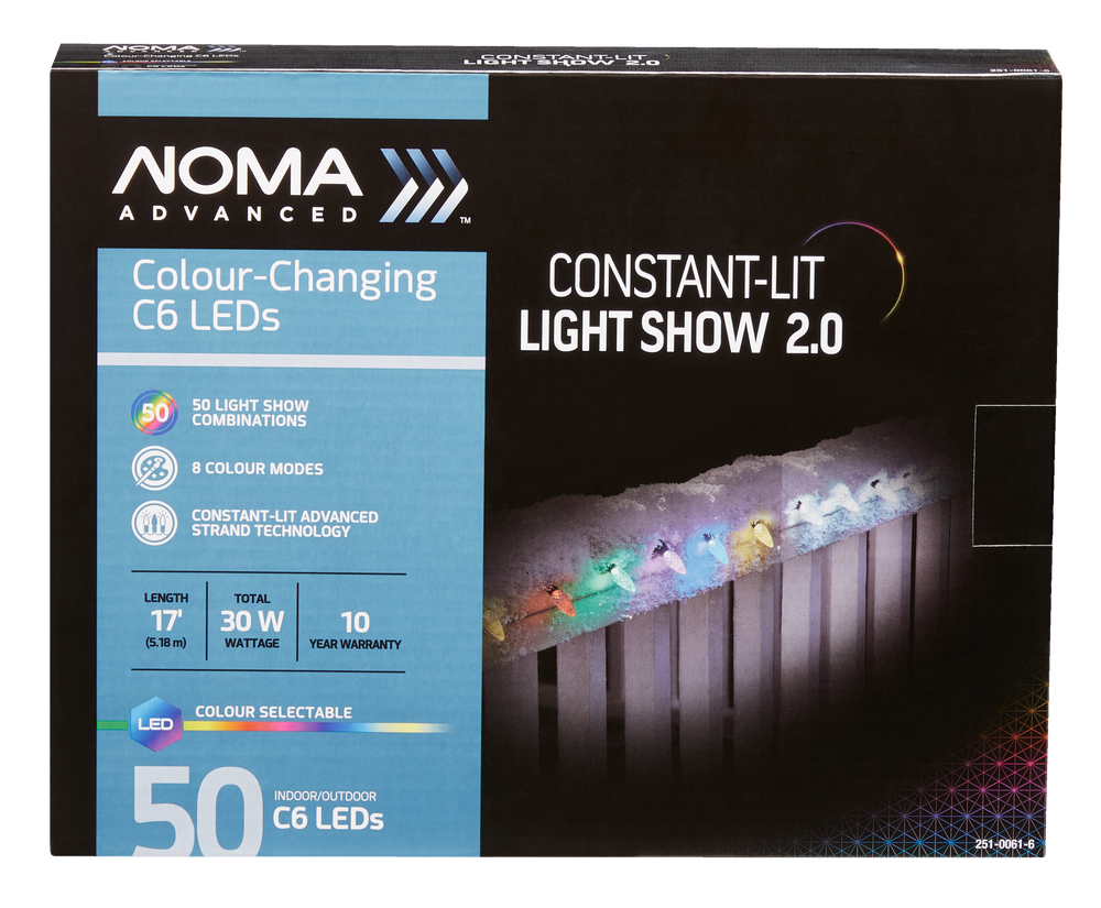 NOMA Advanced Lightshow C6 Christmas Lights, 50 ColourChanging LED Lights, 17ft Canadian Tire