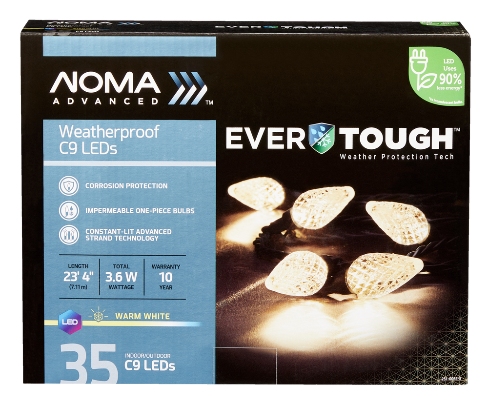 NOMA Advanced Evertough C9 Christmas Lights, 35 LED Lights, Warm White