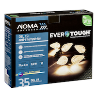 Lumières de Noël à DEL C9 résistantes aux intempéries NOMA Advanced EverTough, blanc chaud, 23 pi 4 po, paq. 35 Front_Angled_Right