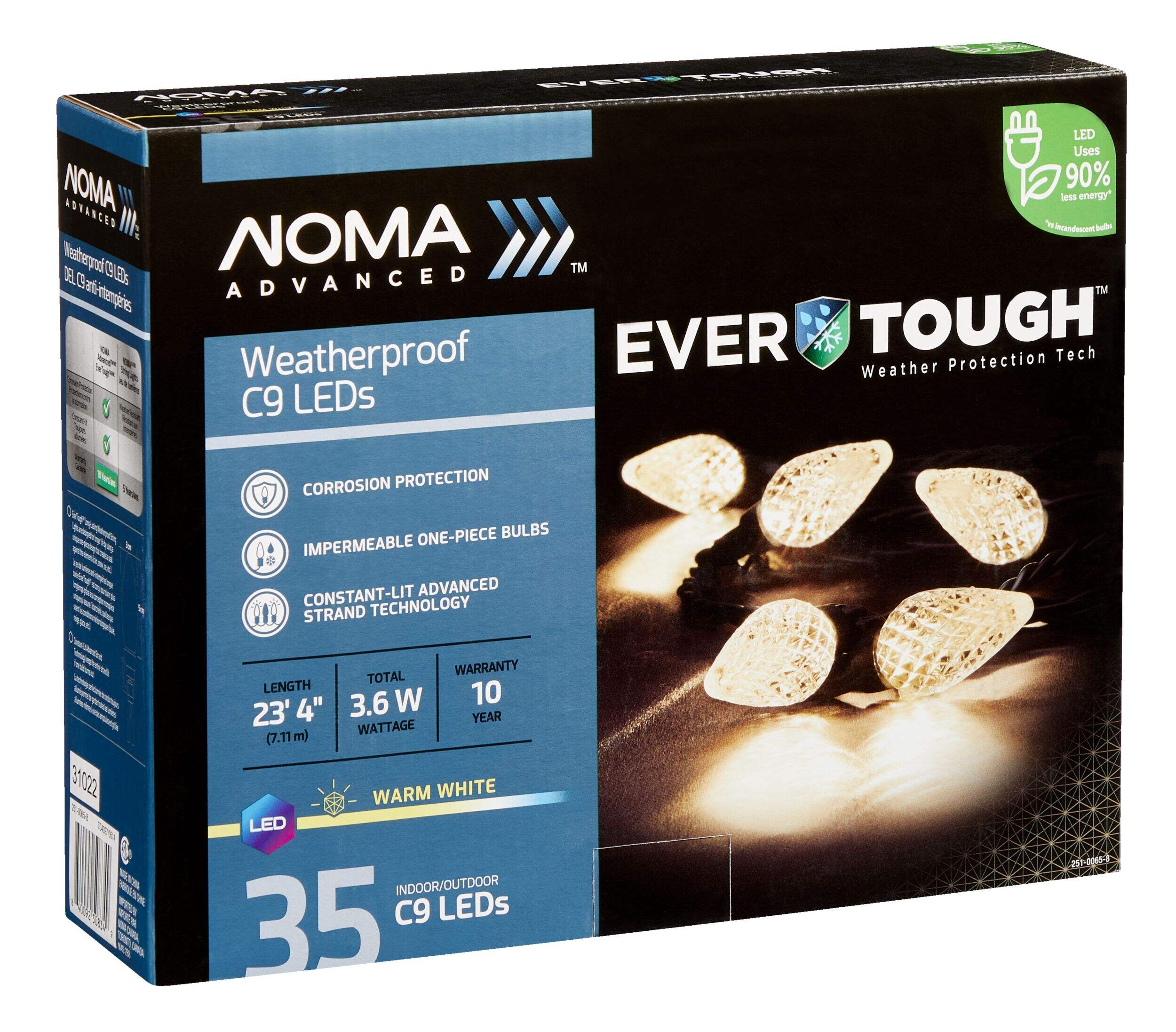 NOMA Advanced EverTough 35 C9 LED Christmas Lights, 23-ft 4", Warm White Front_Angled_Right