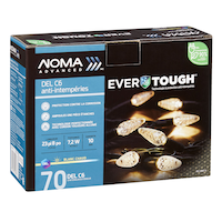 Lumières de Noël à DEL C6 résistantes aux intempéries NOMA Advanced EverTough, blanc chaud, 23 pi 8 po, paq. 70 Front_Angled_Right