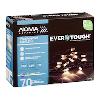 NOMA Advanced EverTough 70 Mini LED Christmas Lights, 23-ft 8-in, Warm White Front_Angled_Right