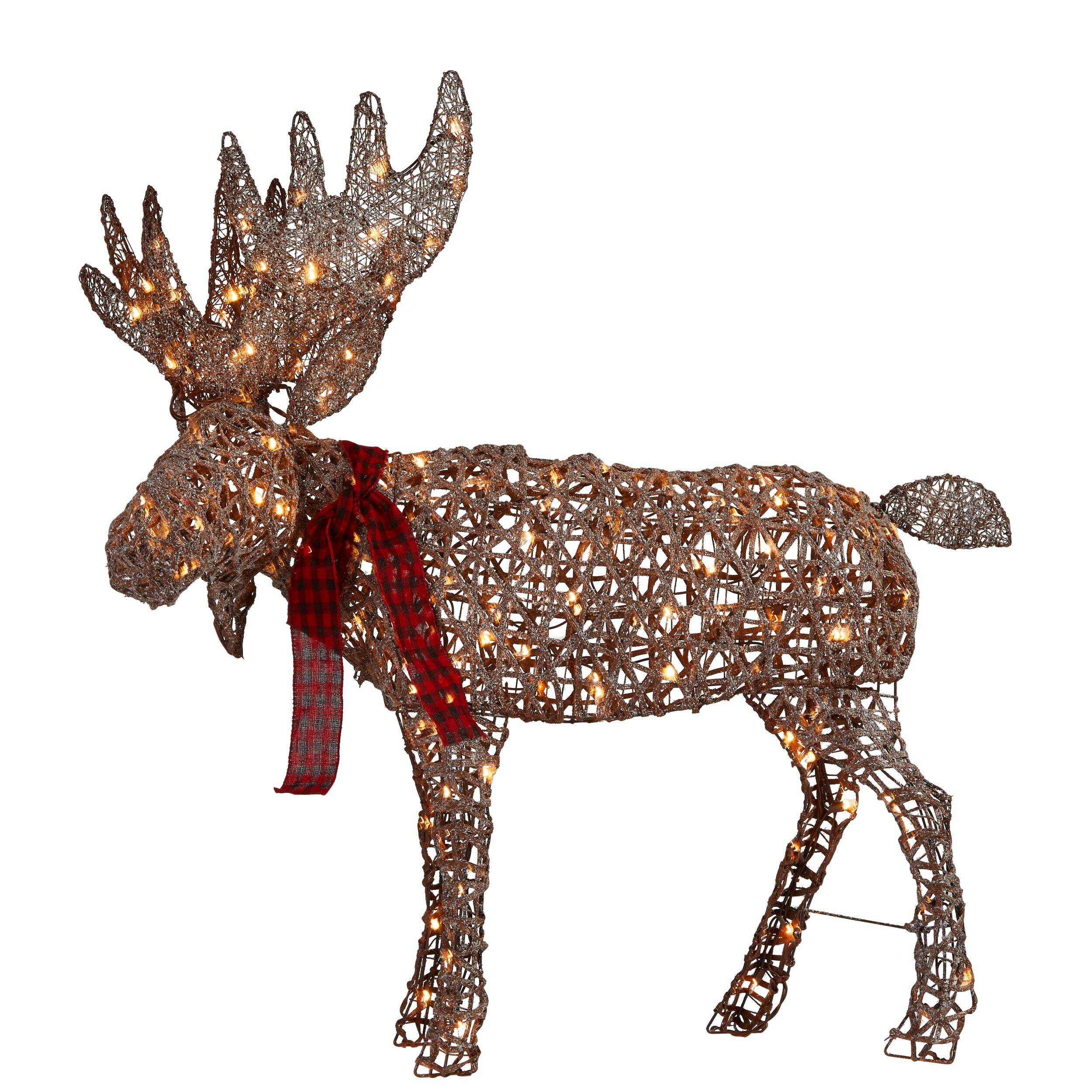 CANVAS 3.5' LED Wireform Canadian Cabin Moose Christmas Decoration Side_Left