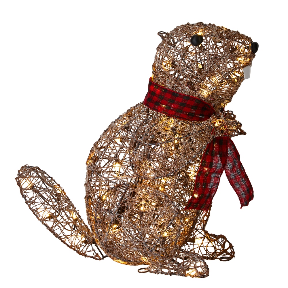 CANVAS Canadian Cabin Beaver Christmas Decorations, 70 Warm White LED
