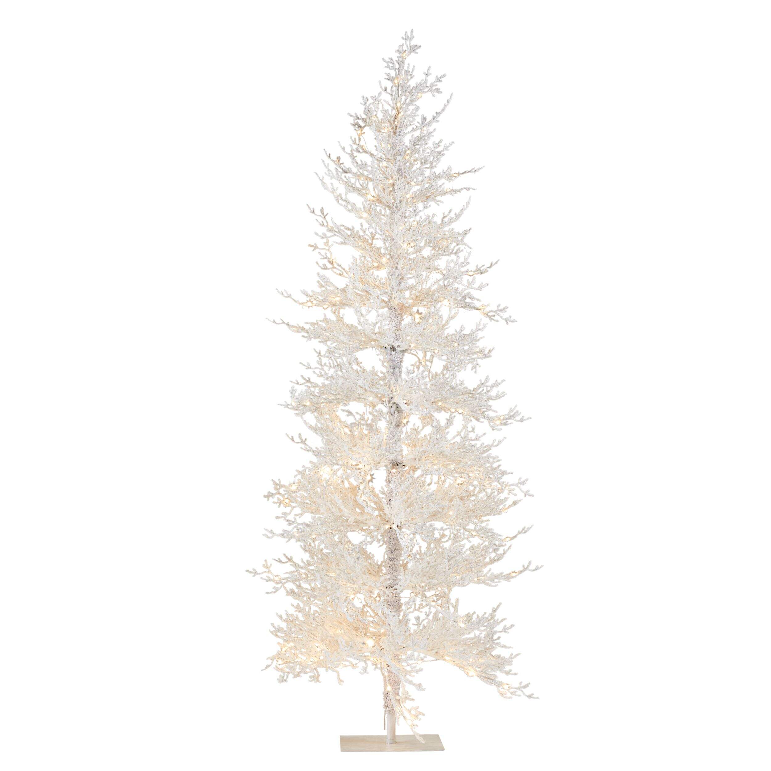 CANVAS 6' (1.8 m) Flocked White Tree, LED, 1-pc, Frosty White Front_Flat