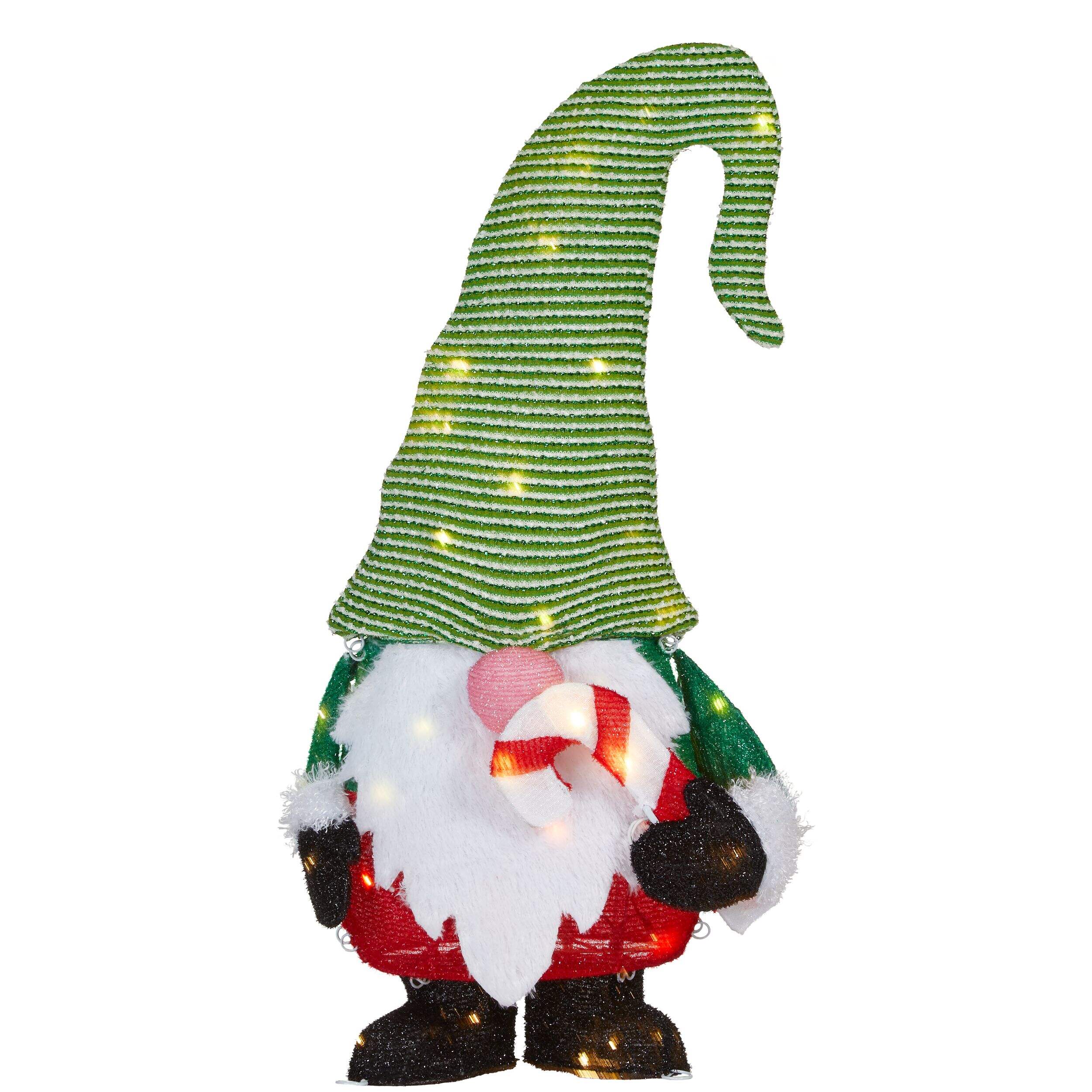 CANVAS Wireform Whimsical Gnome Christmas Decoration, LEDs, Indoor/Outdoor, 3-ft Front_Flat