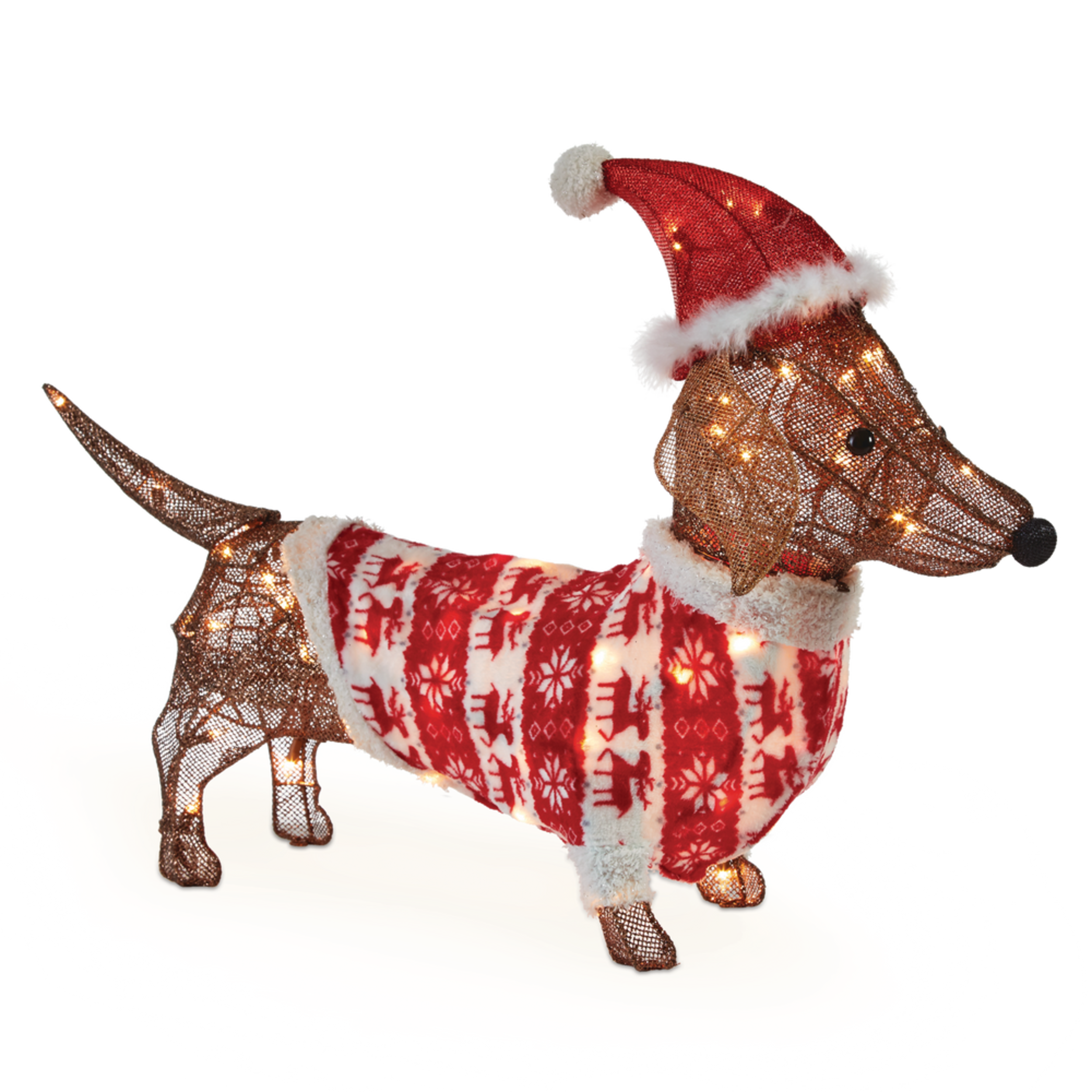 CANVAS Wireform Daschund Dog Christmas Décor, Incandescent, Indoor/Outdoor Front_Three_Fourths_Angled_Right