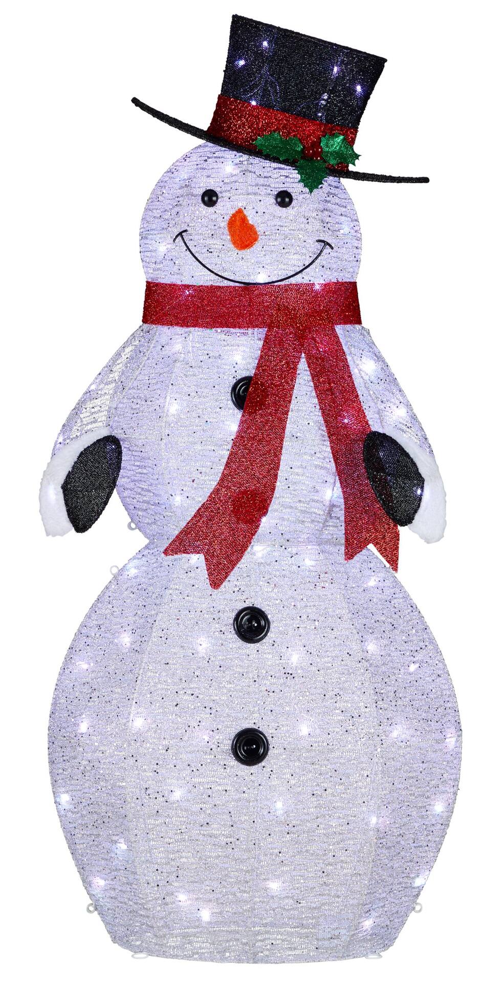 CANVAS Lightshow Snowman Christmas Decorations, 64 LED Colour-Changing  Lights, 4-ft