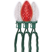 NOMA Outdoor 24 C9 LED Christmas Lights, 16-ft, Red/Pure White CloseUp