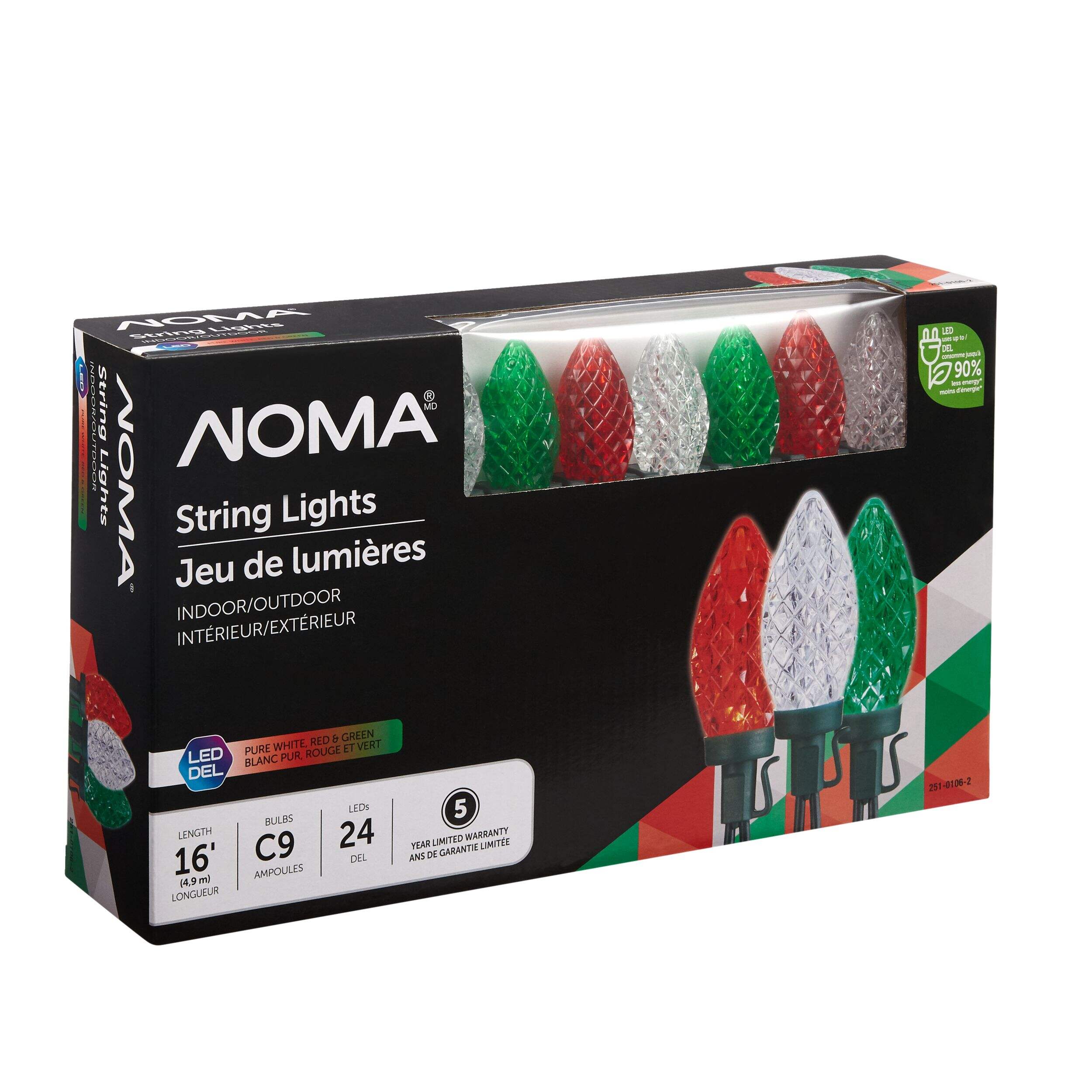 NOMA Outdoor 24 C9 LED Lights, Red/Green/Pure White Canadian Tire