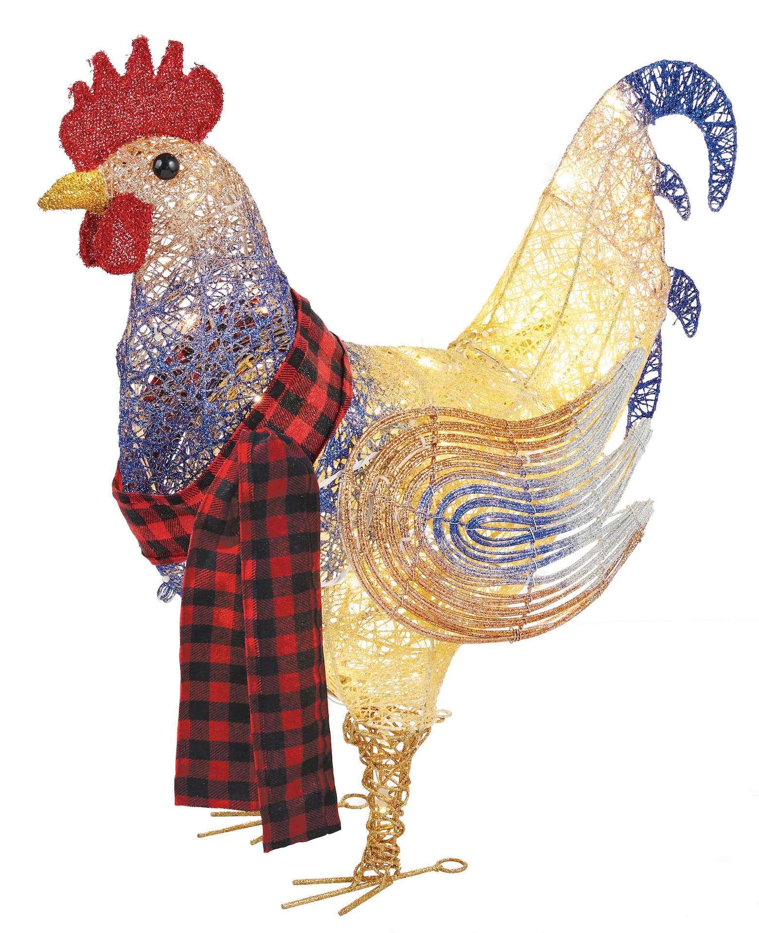 Warm　Indoor　LED　CANVAS　Pre-Lit　White,　Rooster　Holiday　Canadian　Outdoor　Décor,　26-in　50-pc,　Tire