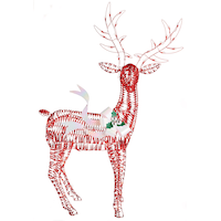 CANVAS Sparkle Iridescent Ribbons Red Reindeer Christmas Decor, Cool White, 6-ft