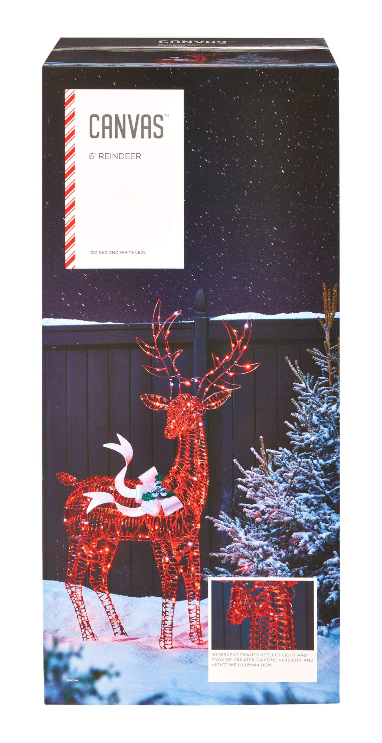 CANVAS Sparkle Iridescent Ribbons Red Reindeer Christmas Decor, Cool White, 6-ft Front_Elevated