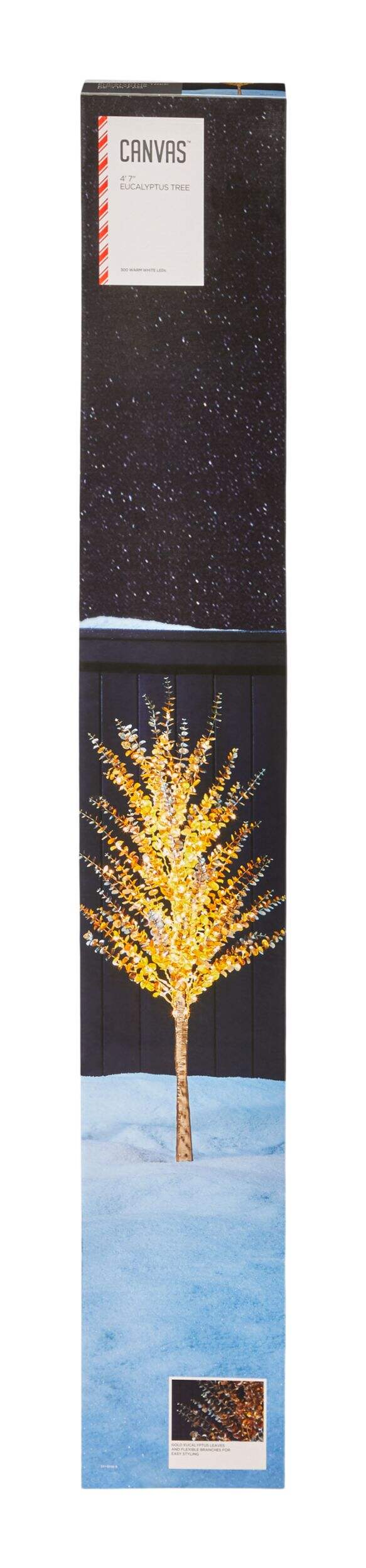 CANVAS Golden Eucalyptus Plastic LED Tree for Christmas Decor, 300-pc, 4-ft 7", Warm White Front_Elevated