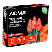 NOMA Outdoor C6 LED 70 Christmas Lights, 23-ft 8", Red Front_Angled_Right