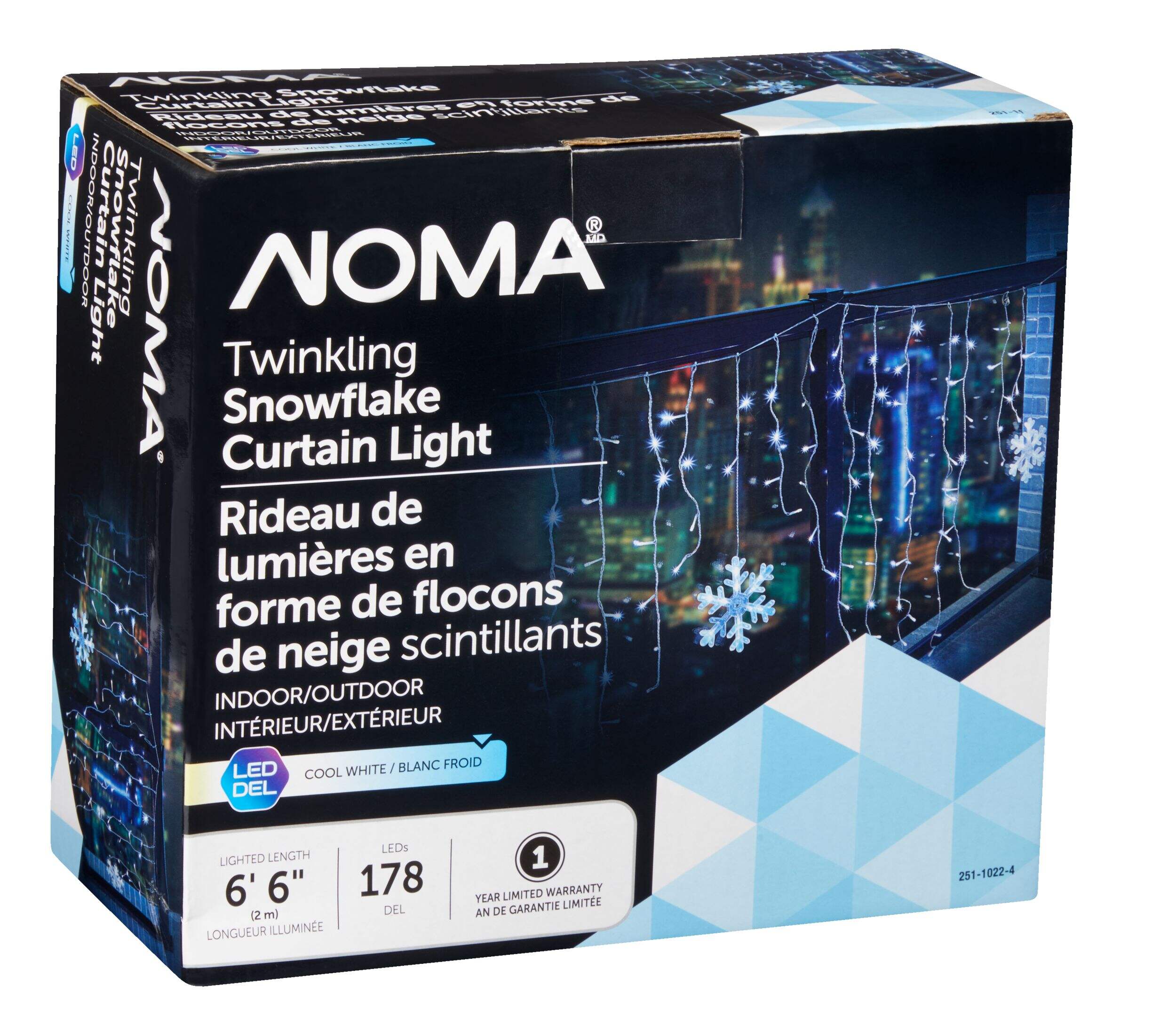 Rideau de flocons neige scintillants NOMA ext, blanc froid Front_Angled_Right