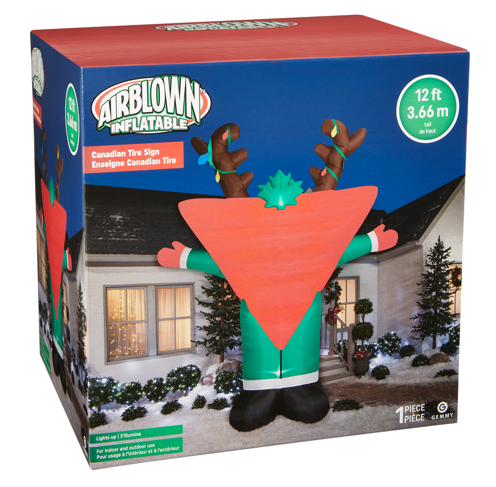 Inflatable Reindeer with Canadian Tire Logo, Christmas Décorations, 12ft Canadian Tire