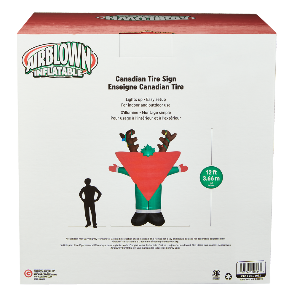 Inflatable Reindeer with Canadian Tire Logo, Christmas Décorations, 12ft Canadian Tire
