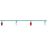Lumières de Noël à DEL C9 NOMA Advanced EverTough, blanc pur/rouge, 25 pi 4 po, paq. 35 CloseUp