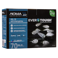 Lumières de Noël à DEL C6 NOMA Advanced EverTough, blanc pur, 23 pi 8 po, paq. 70 Front_Angled_Right
