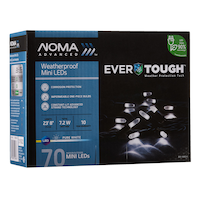 NOMA Advanced EverTough Weatherproof 70 Mini LED Christmas Lights, 23-ft 8-in, Pure White Front_Angled_Right