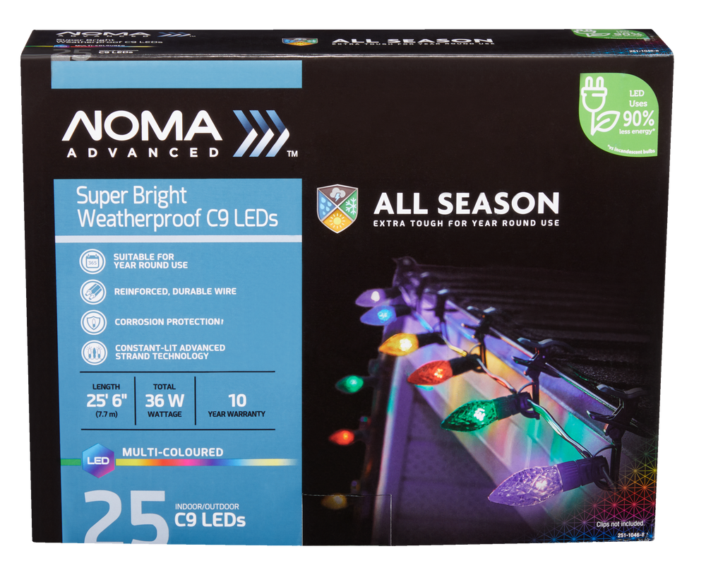 NOMA Advanced Commercial Grade C9 Christmas Lights, 25 LED, Multi