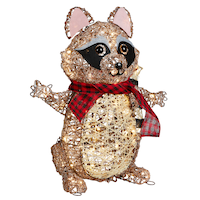 Décoration de Noël CANVAS en fil métallique, raton laveur de style chalet canadien, 22 po Front_Three_Fourths_Angled_Right