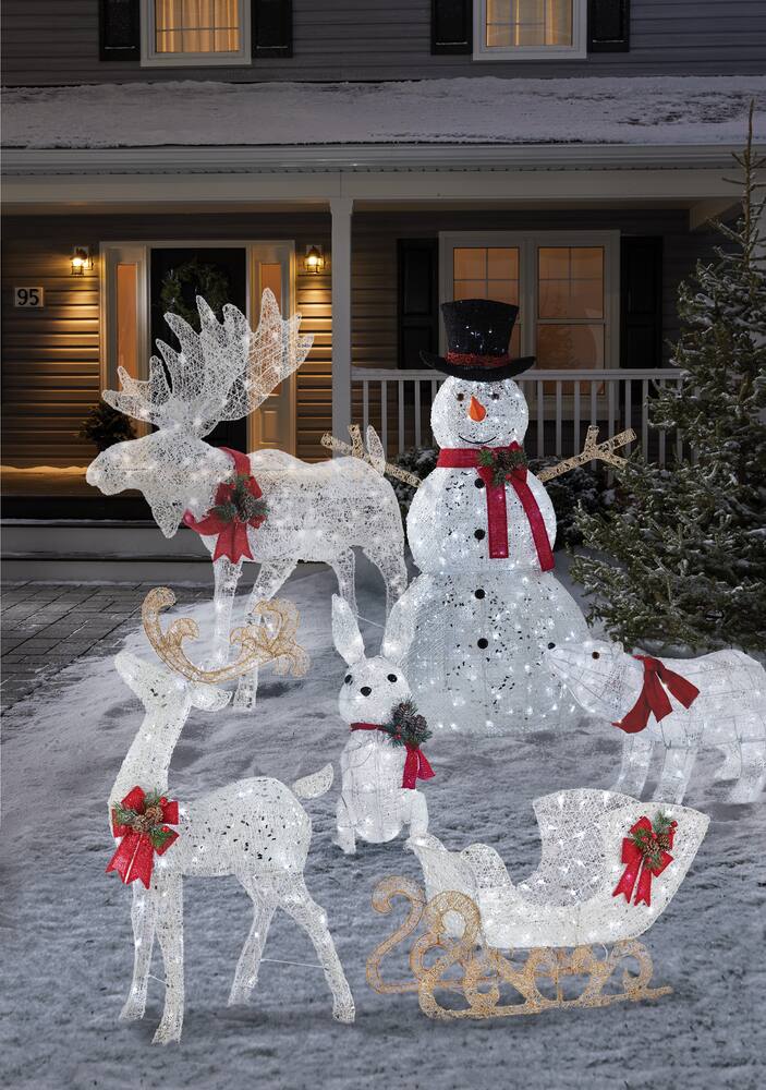 CANVAS Arctic White Moose Christmas Decoration, 105 Mini LED Lights, 4 ...